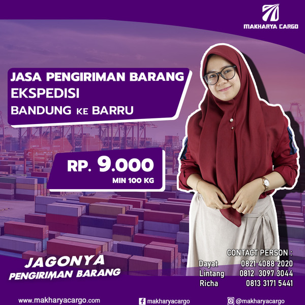 Ekspedisi Bandung Barru Rp 9000, gratis jemput barang