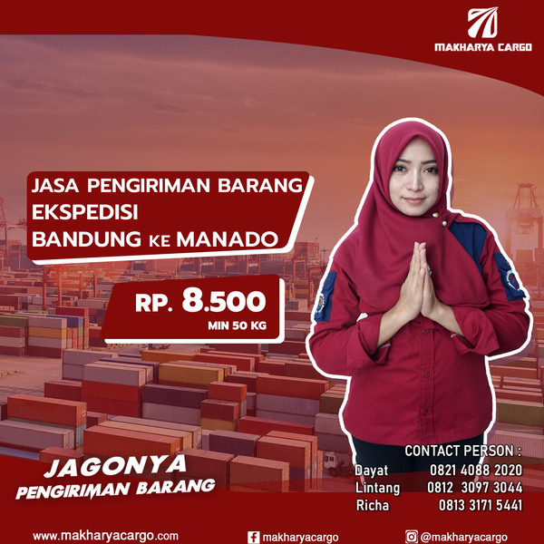 Ekspedisi Bandung Manado Rp 8500, gratis jemput barang