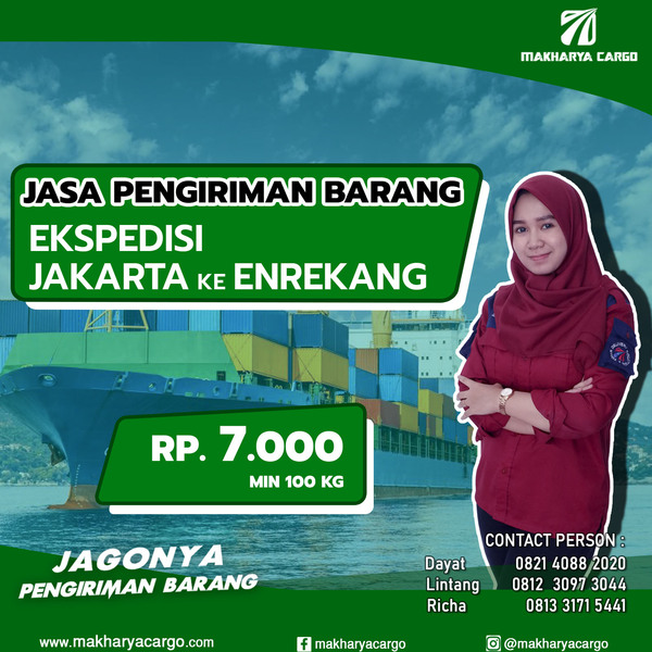 Ekspedisi Jakarta Enrekang Rp 7000 gratis jemput barang