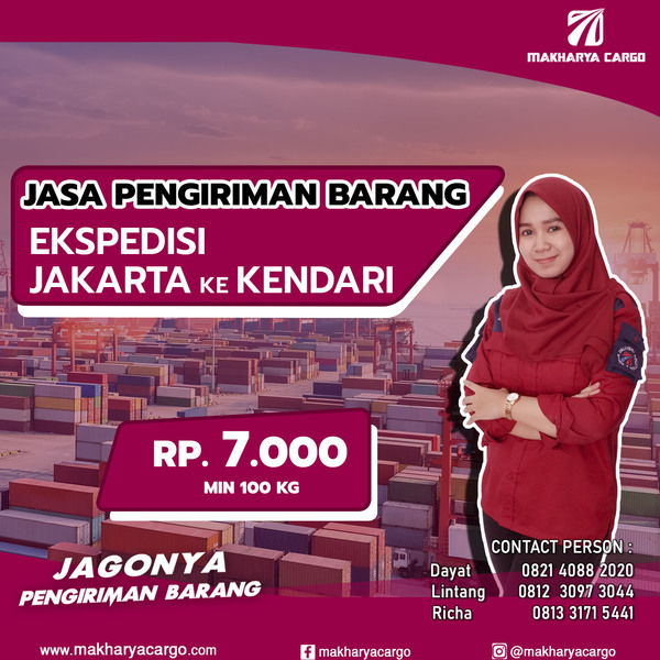 Ekspedisi Jakarta Kendari Rp 7000, gratis jemput barang