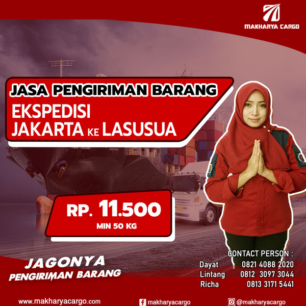 Ekspedisi Jakarta Lasusua Rp 11.500, gratis jemput barang