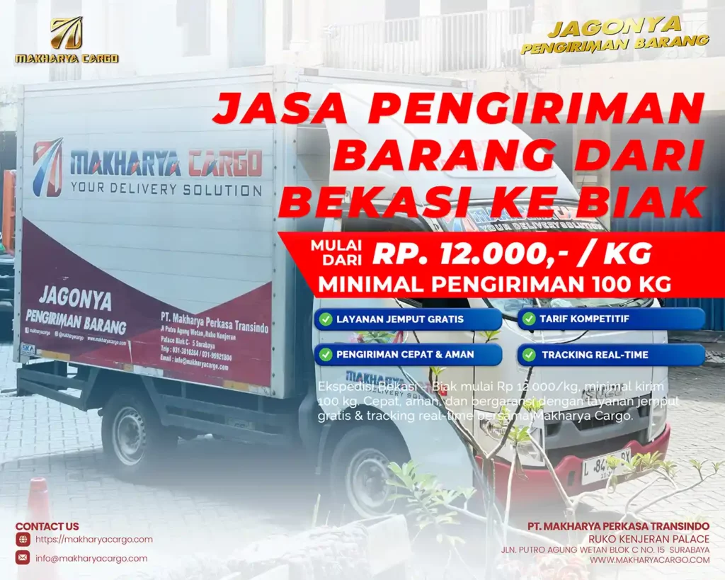 jasa pengiriman barang bekasi biak termurah 2026