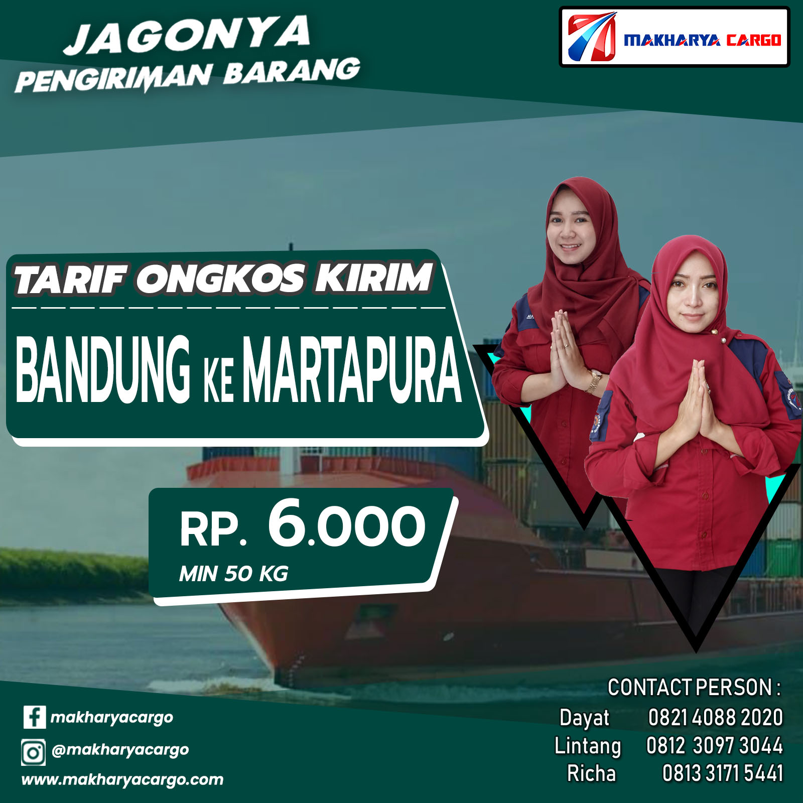 Tarif Ongkos Kirim Bandung Martapura