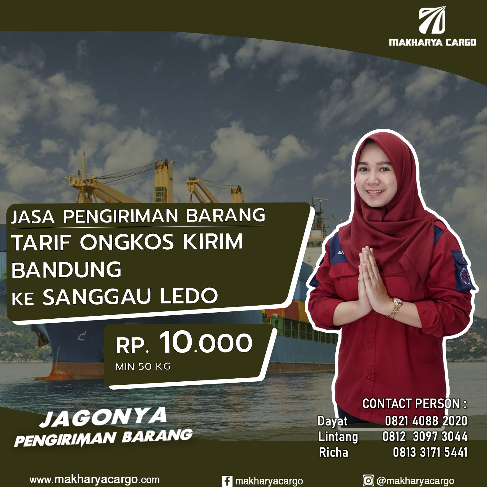 Tarif Ongkos Kirim Bandung Sanggau Ledo