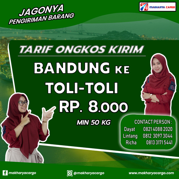 Tarif Ongkos Kirim Bandung Toli-Toli