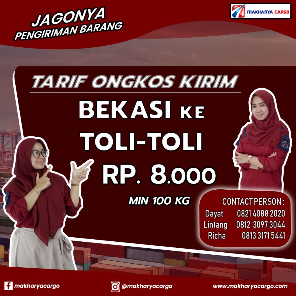 Tarif Ongkos Kirim Bekasi Toli-Toli