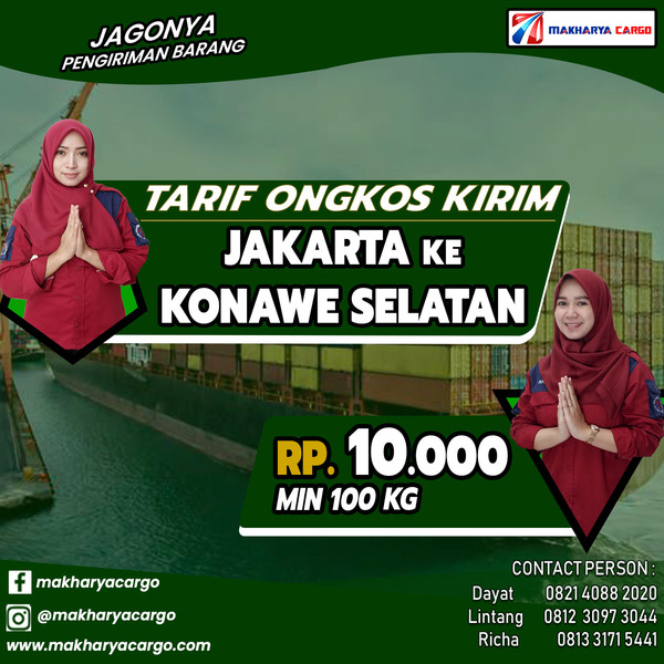 Tarif Ongkos Kirim Jakarta Konawe Selatan