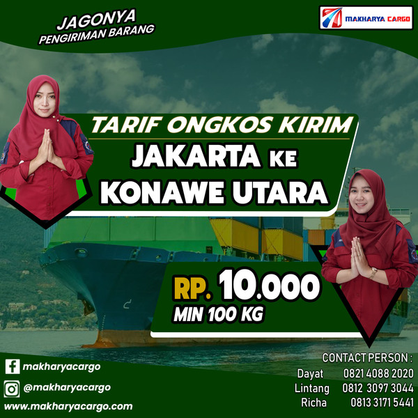 Tarif Ongkos Kirim Jakarta Konawe Utara