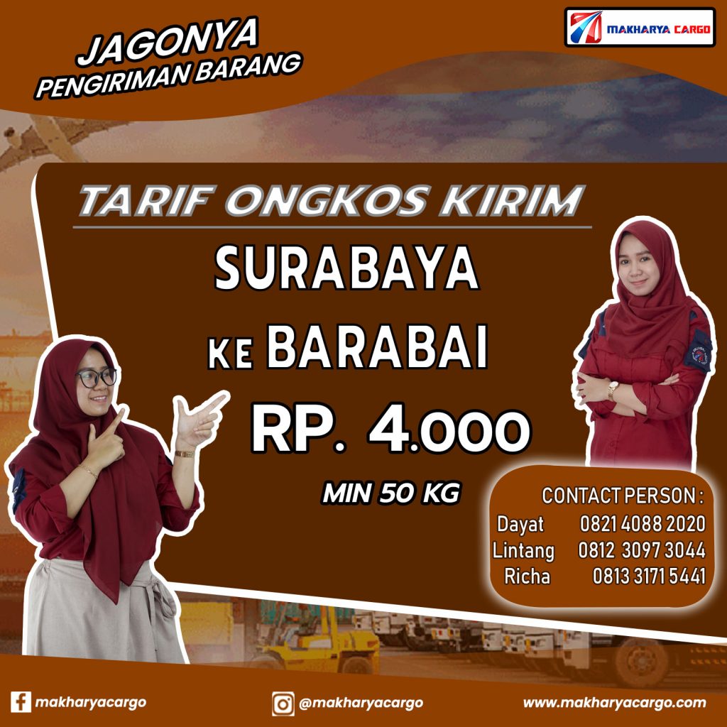 Tarif Ongkos Kirim Surabaya Barabai