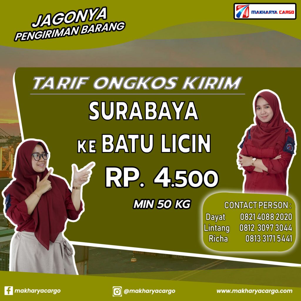 Tarif Ongkos Kirim Surabaya Batu Licin