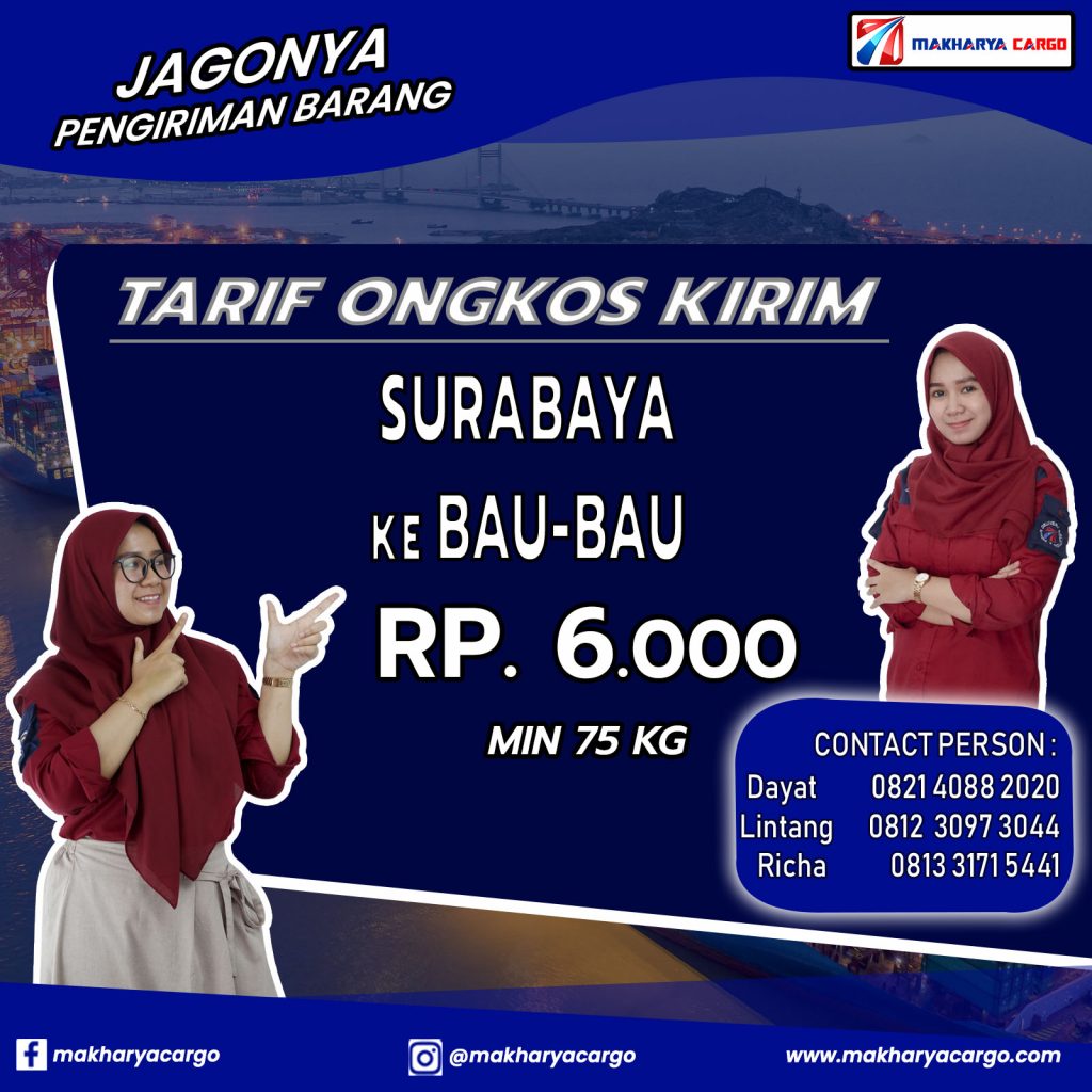 Tarif Ongkos Kirim Surabaya Bau-Bau