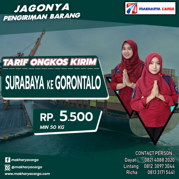 Tarif Ongkos Kirim Surabaya Gorontalo