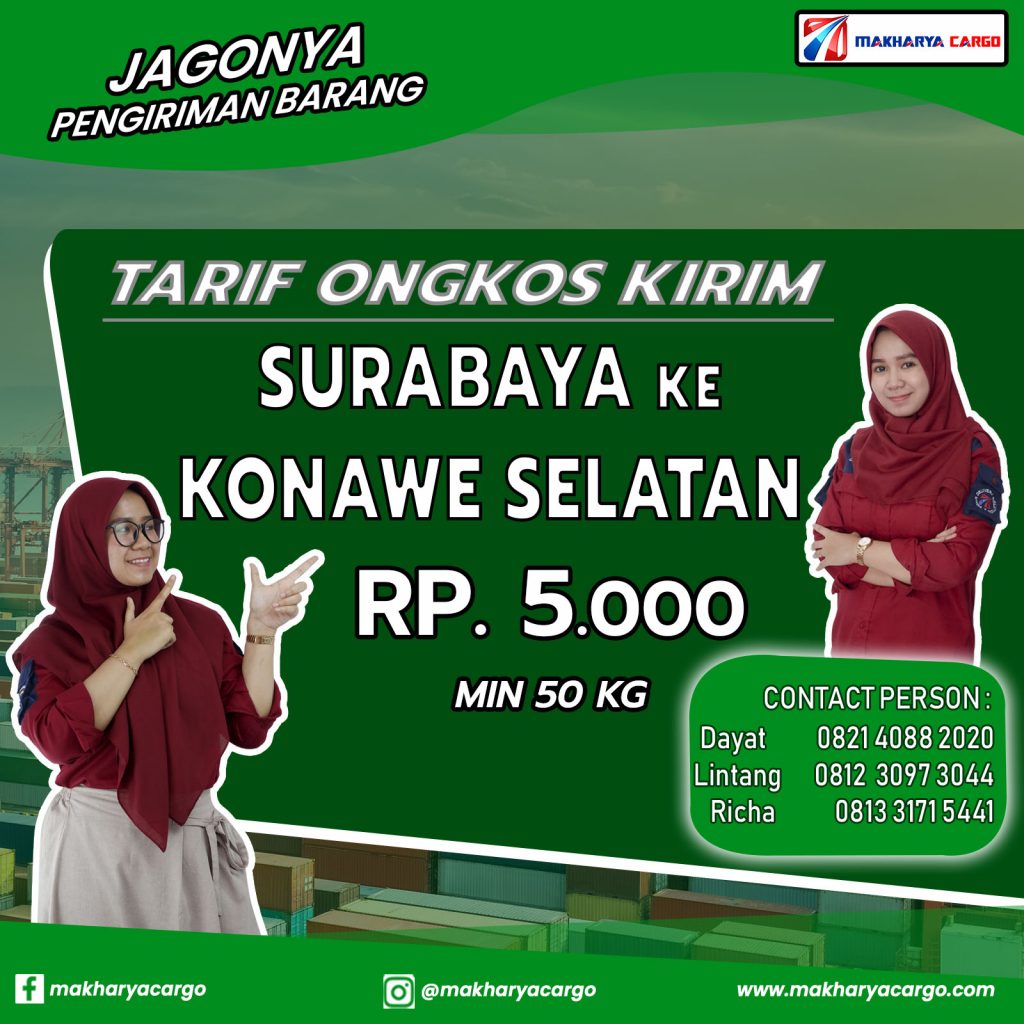 Tarif Ongkos Kirim Surabaya Konawe Selatan