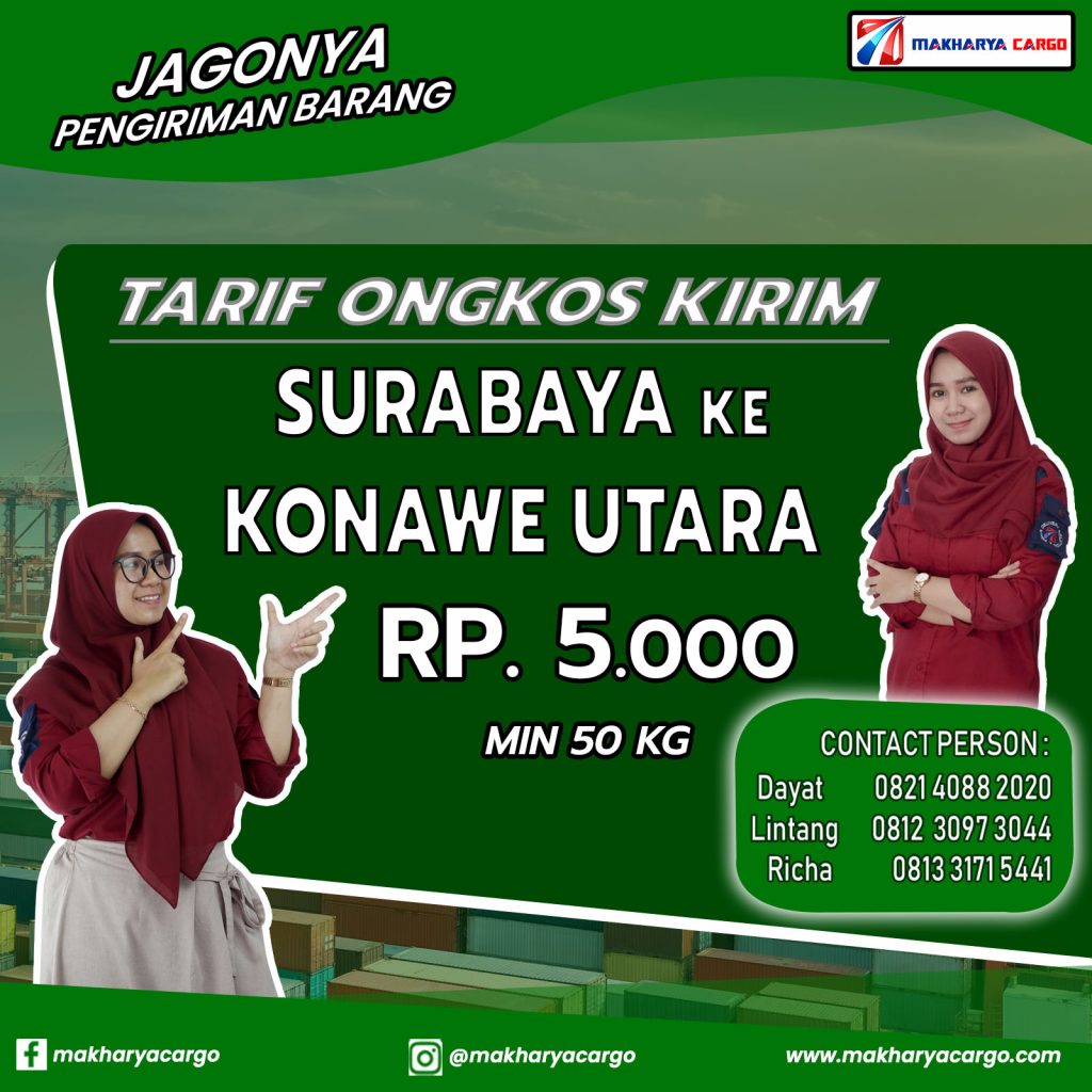 Tarif Ongkos Kirim Surabaya Konawe Utara