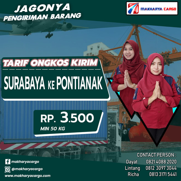 Tarif Ongkos Kirim Surabaya Pontianak