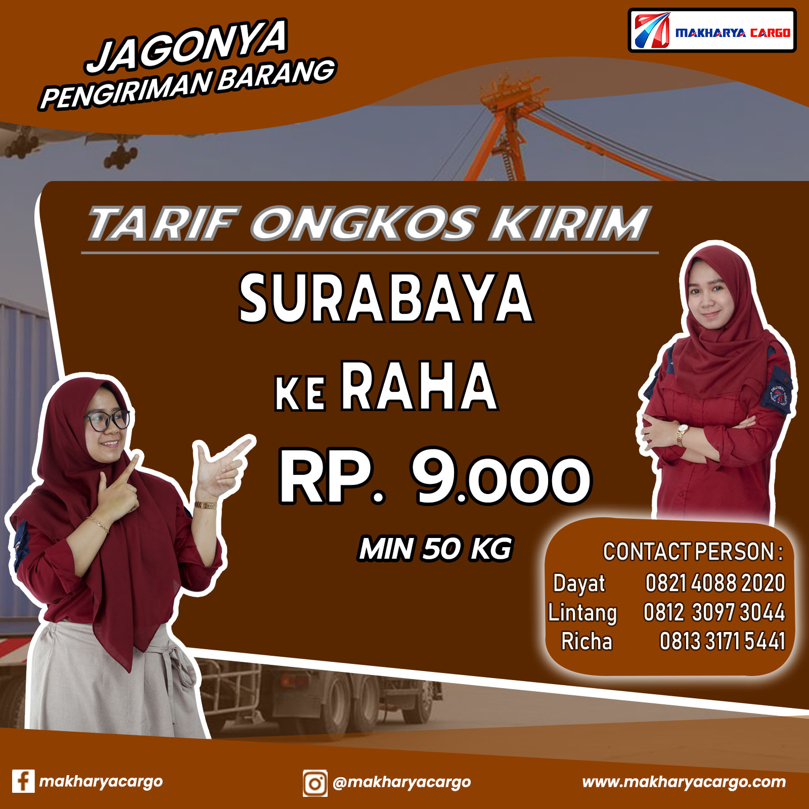 Tarif Ongkos Kirim Surabaya Raha