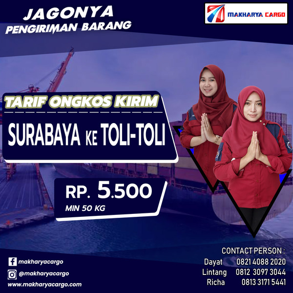 Tarif Ongkos Kirim Surabaya Toli-Toli