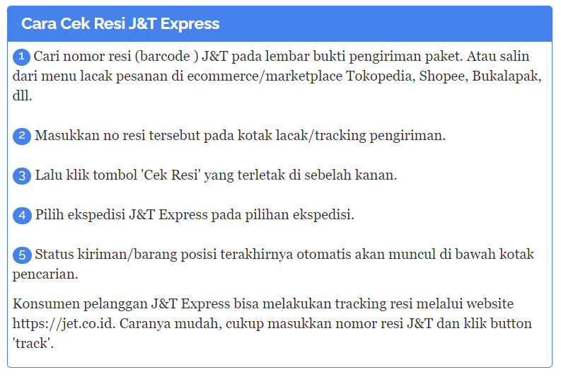 Cara Cek Resi JNT Express