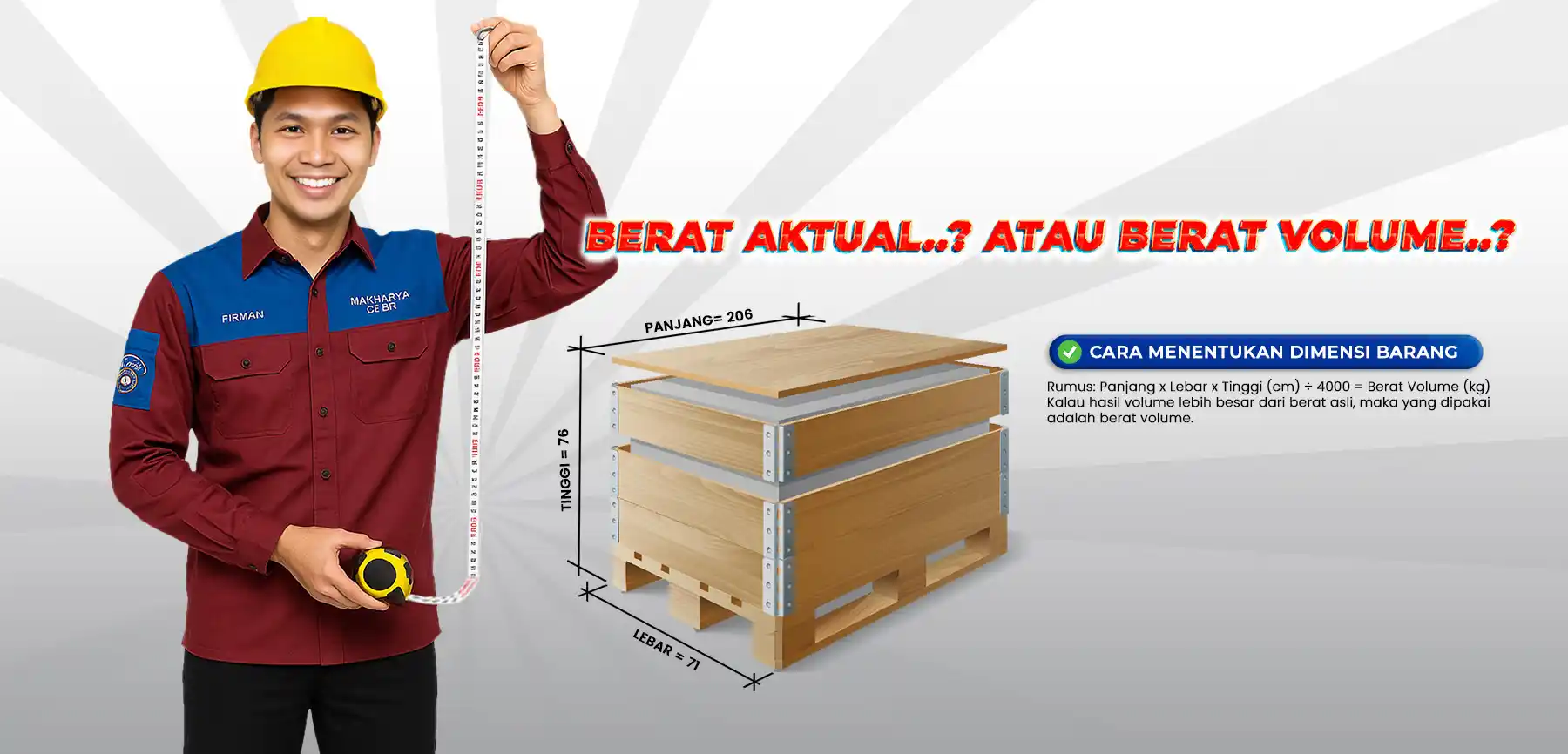 cara hitung berat volume ekspedisi surabaya balikpapan