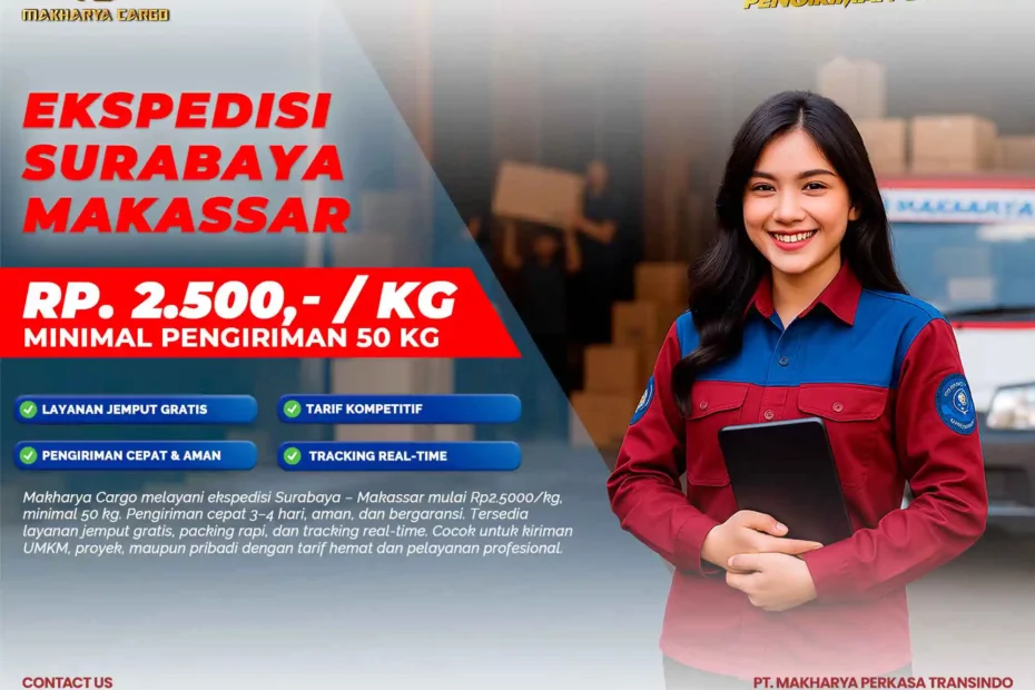 Cek ongkos kirim Surabaya Makassar terbaru mulai Rp3.000/kg. Lengkap dengan estimasi waktu, cara hitung, dan tips kirim murah.