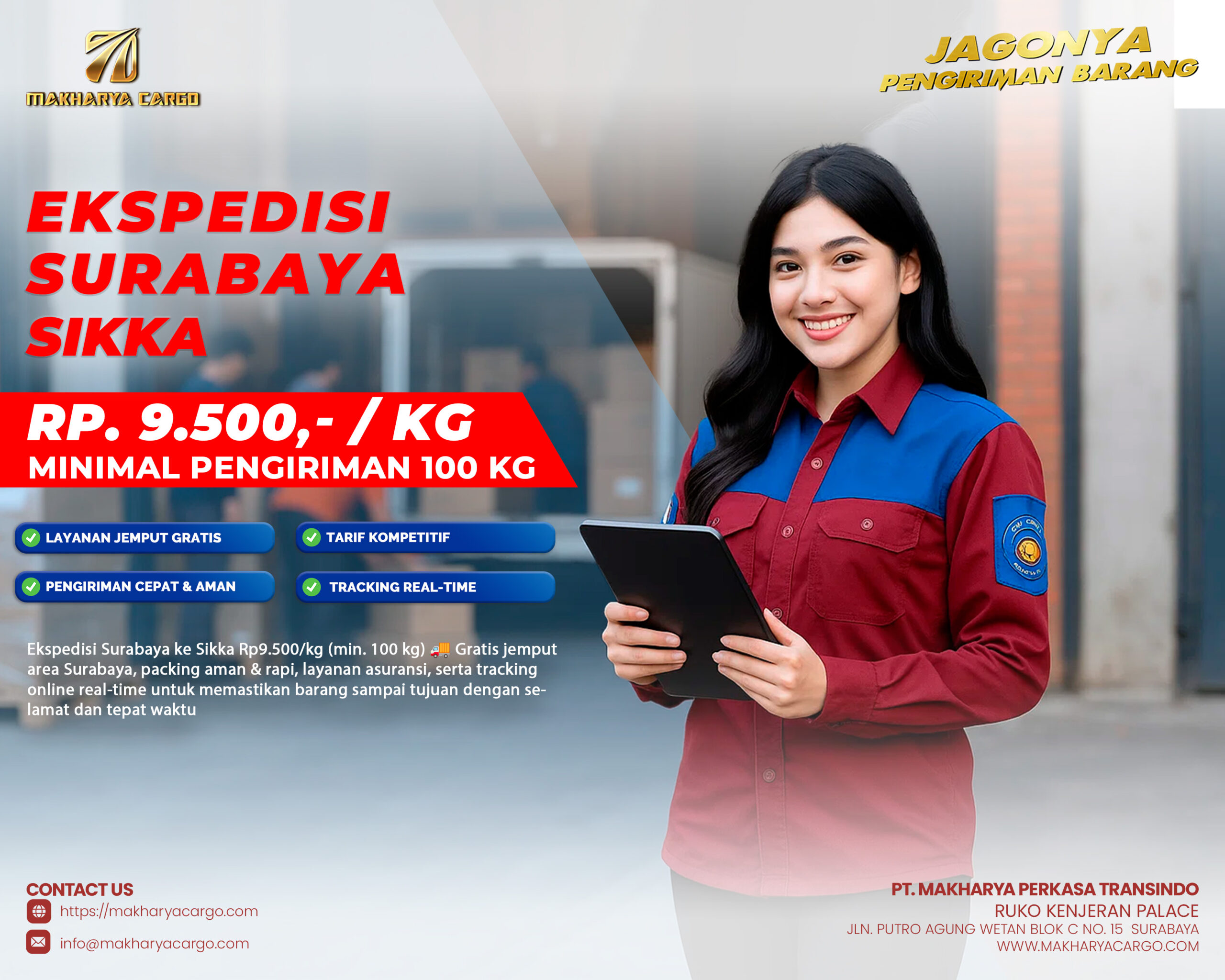 Cuctomer Service Makharya Cargo Untuk Ekspedisi Surabaya Sikka