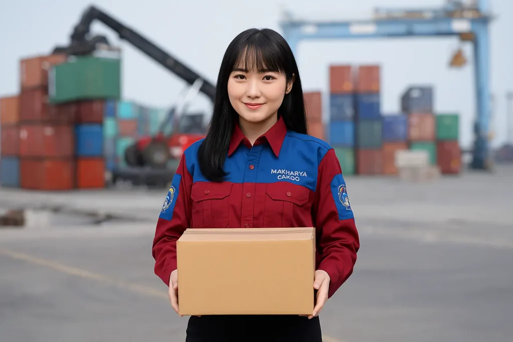 proses pemuatan barang di kontainer oleh tim MAKHARYA CARGO