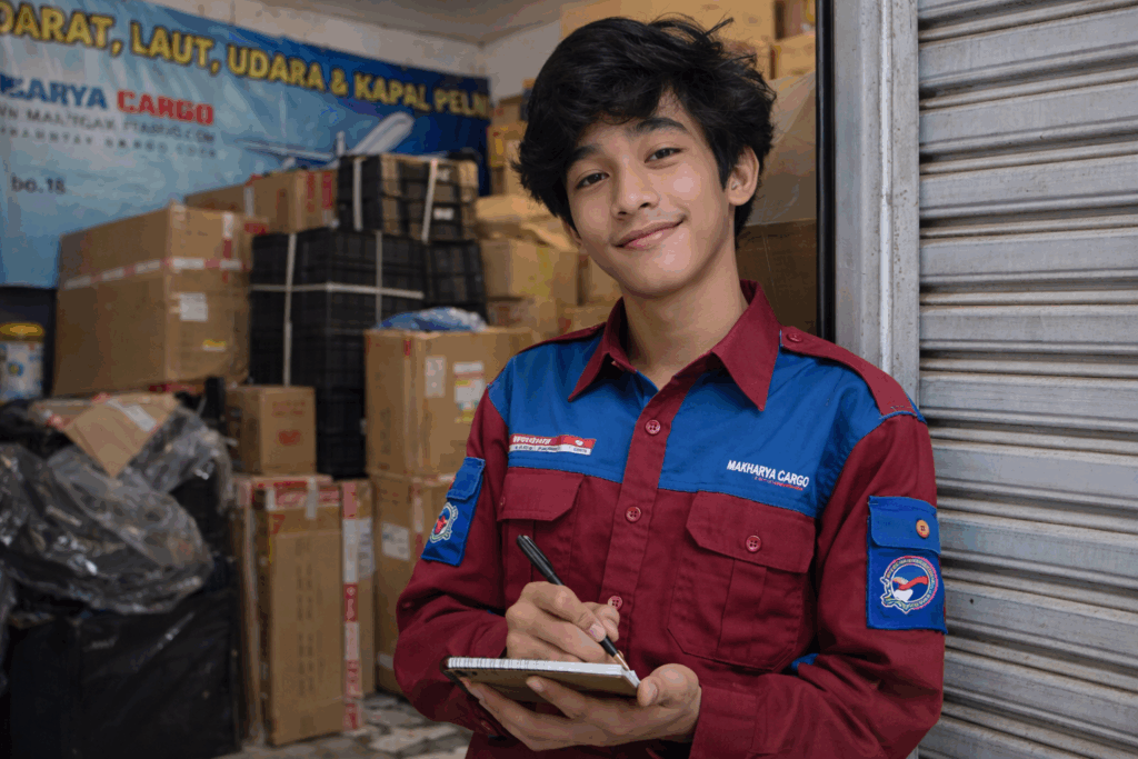 proses pengecekan barang yang siap di kirim dari ekspedisi semarang bau-bau