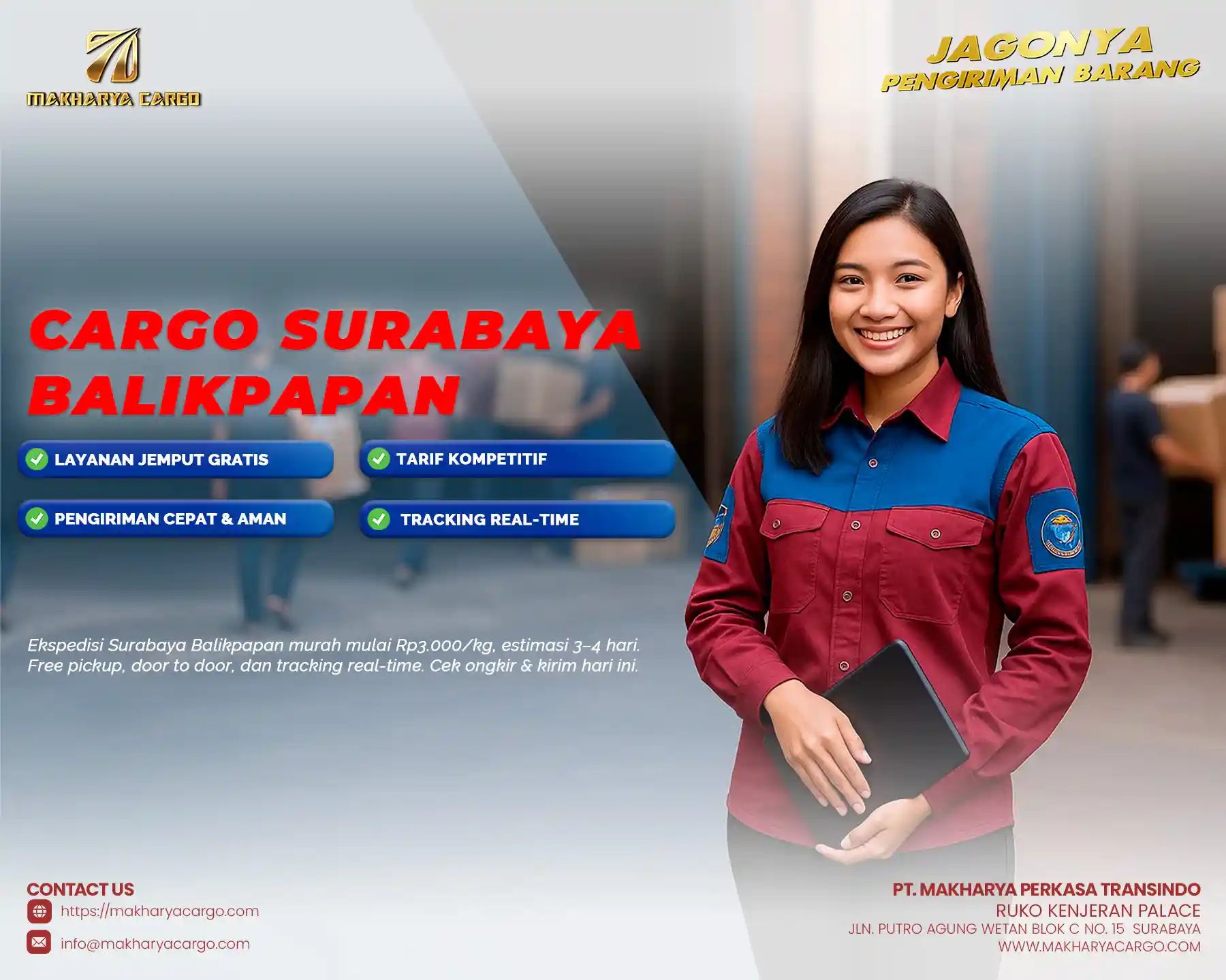 Layanan ekspedisi Surabaya Balikpapan murah dan cepat oleh Makharya Cargo