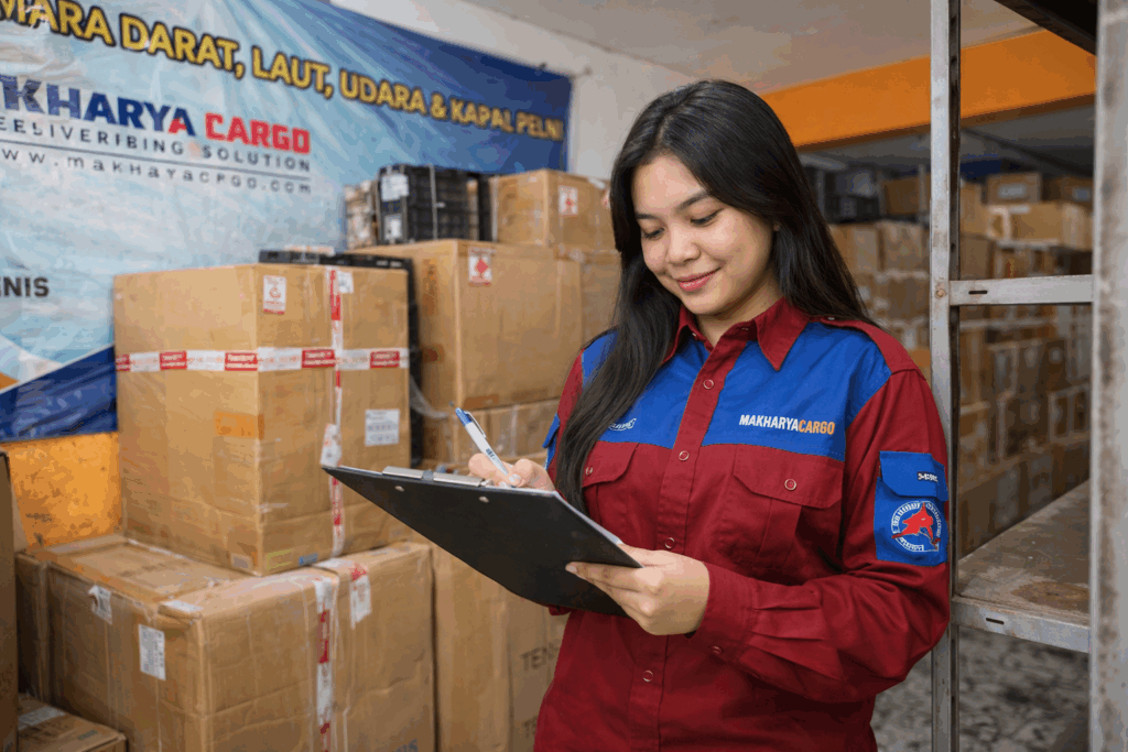 pengecekan barang yang siap anatr dari ekspedisi semarang pemangkat 