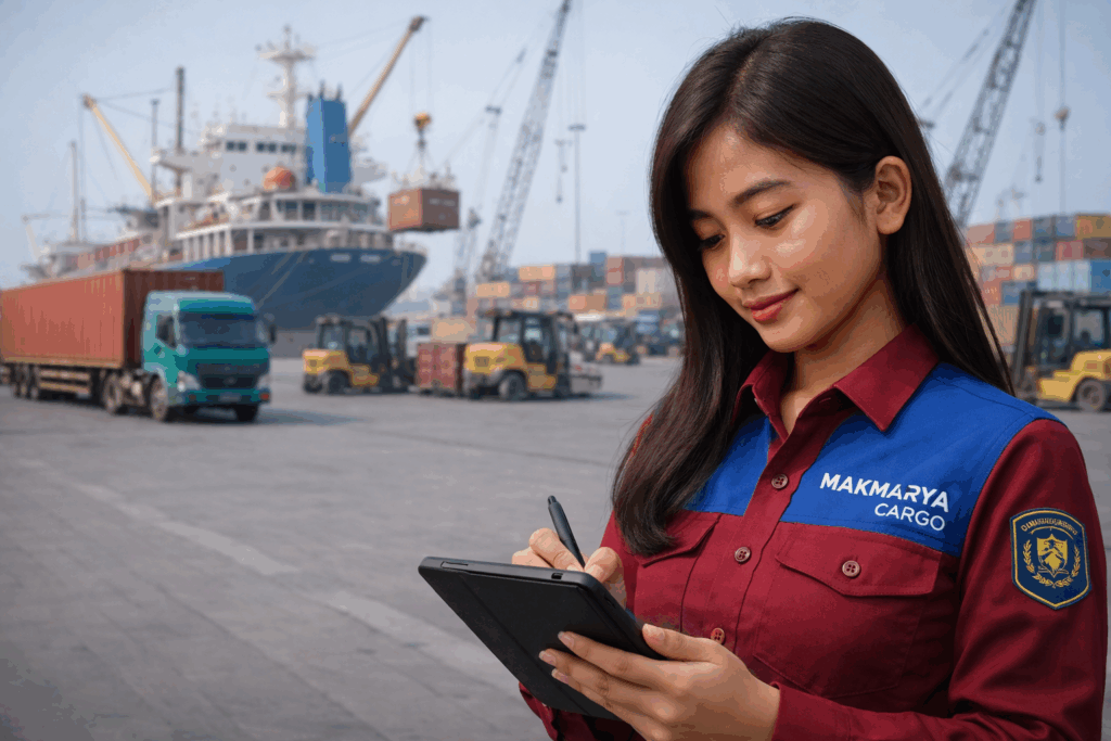 pengecekan barang yang datang dari ekspedisi semarang murung pudak via kapal