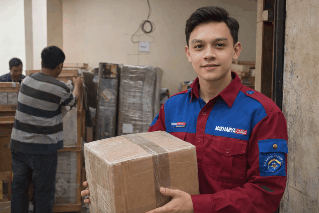 proses pemberangkatan barang muat berat dari ekspedisi semarang batu kajang