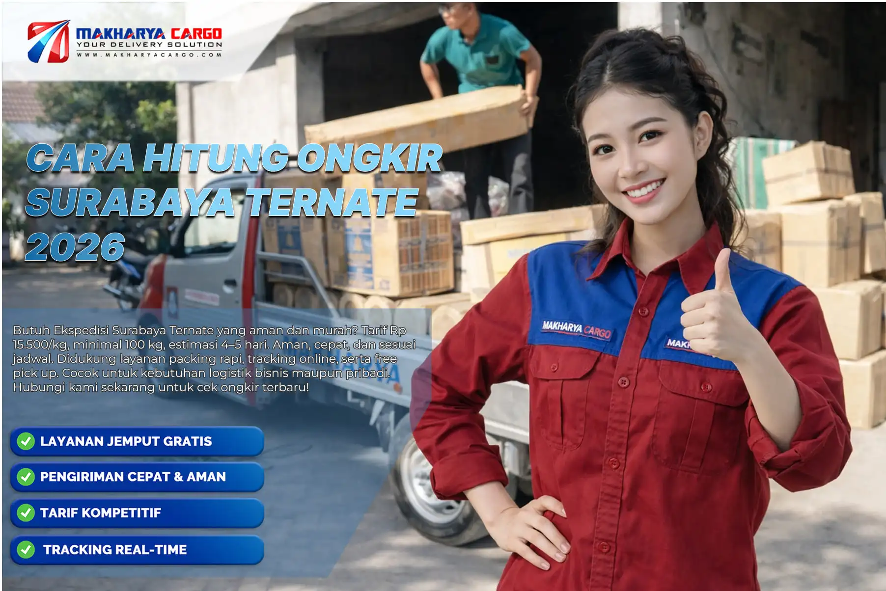 Cara hitung ongkir Surabaya Ternate dengan perbandingan berat aktual dan volume 