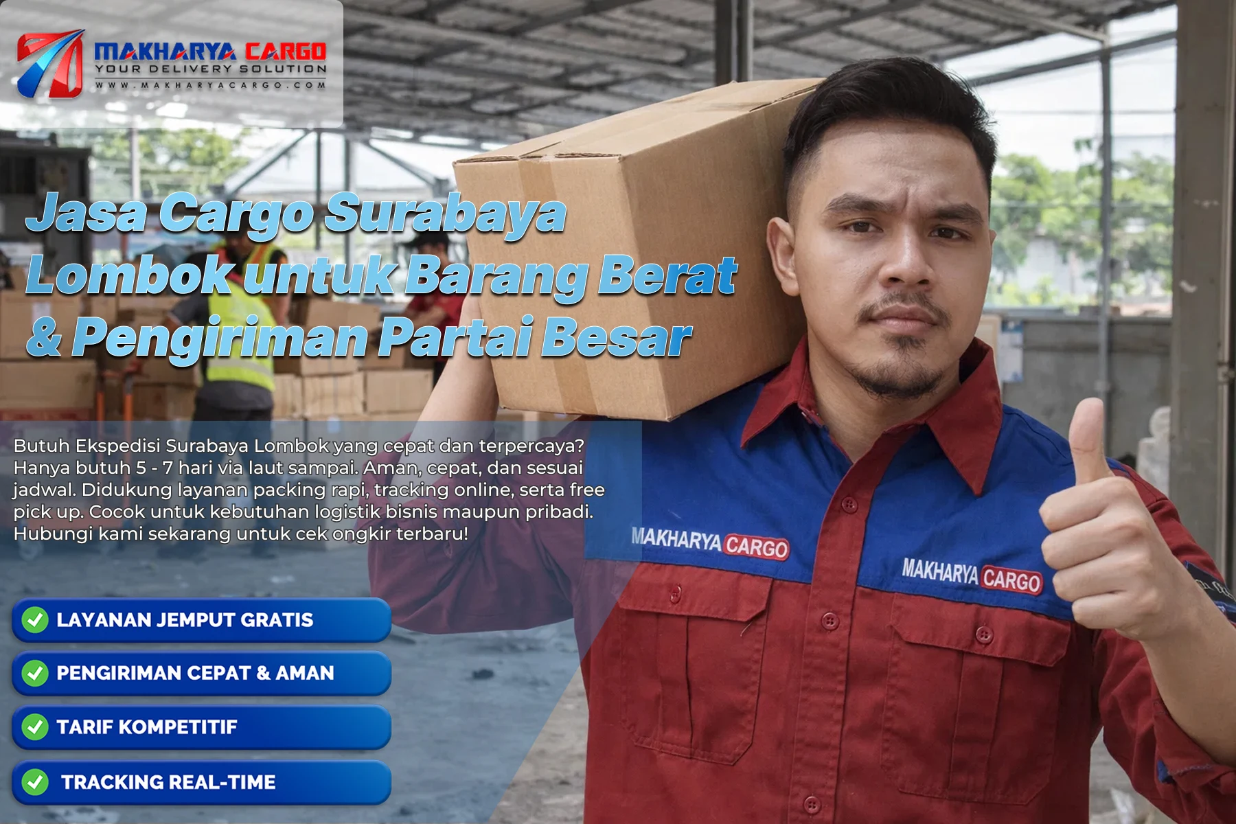 Proses cargo Surabaya Lombok untuk barang berat dan partai besar