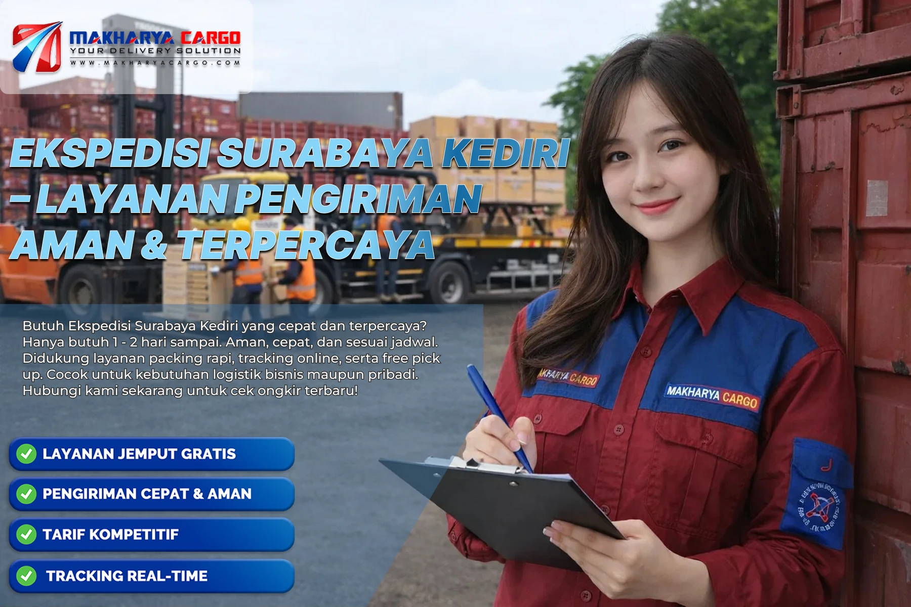 Ekspedisi Surabaya Kediri menggunakan armada truk cargo untuk pengiriman barang