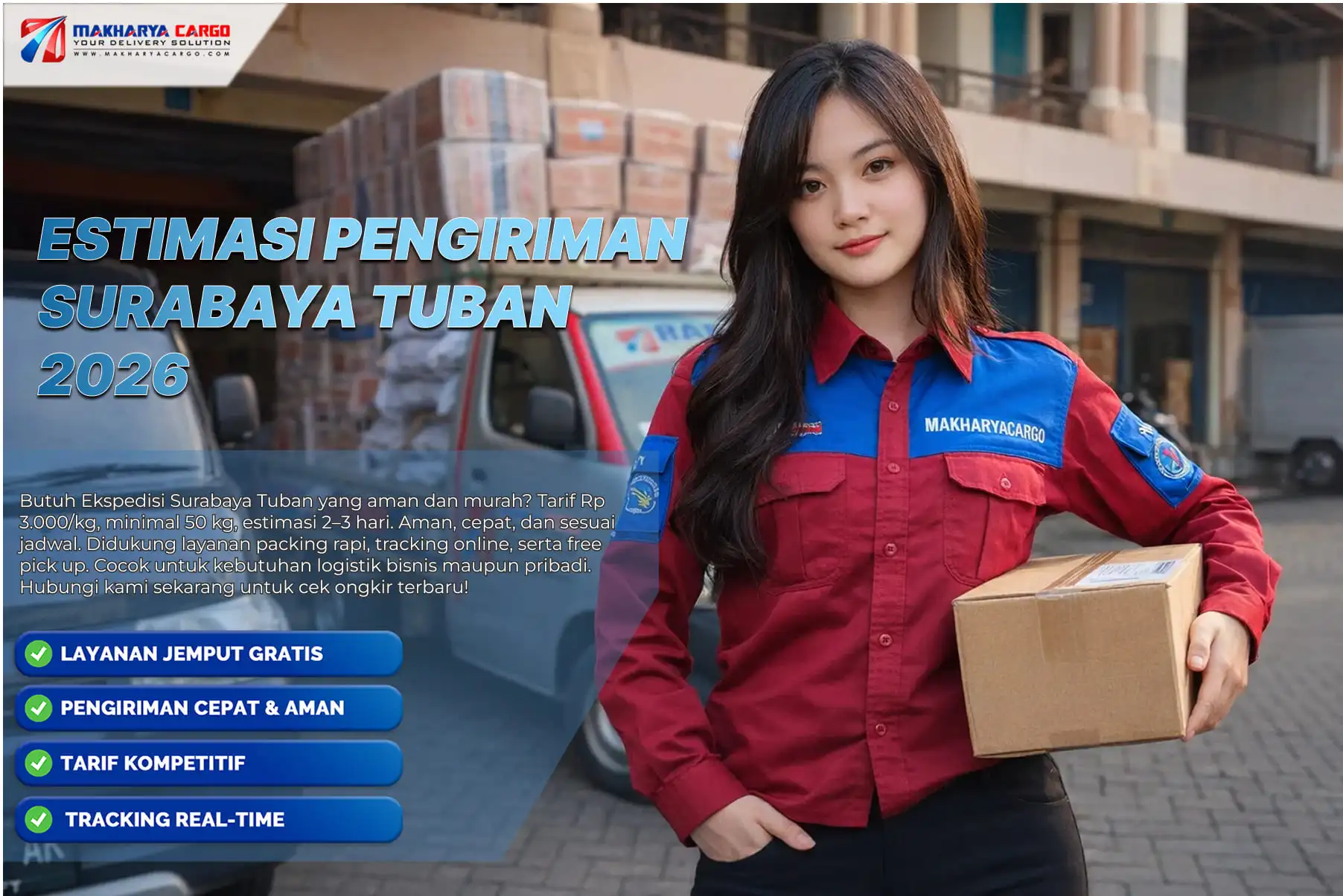 Estimasi pengiriman Surabaya Tuban jalur darat 1-2 hari