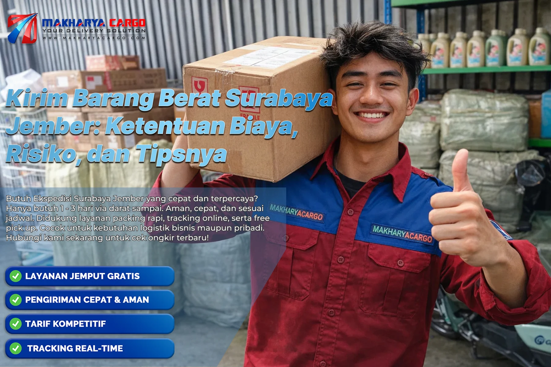 Proses kirim barang berat Surabaya Jember menggunakan truk cargo darat