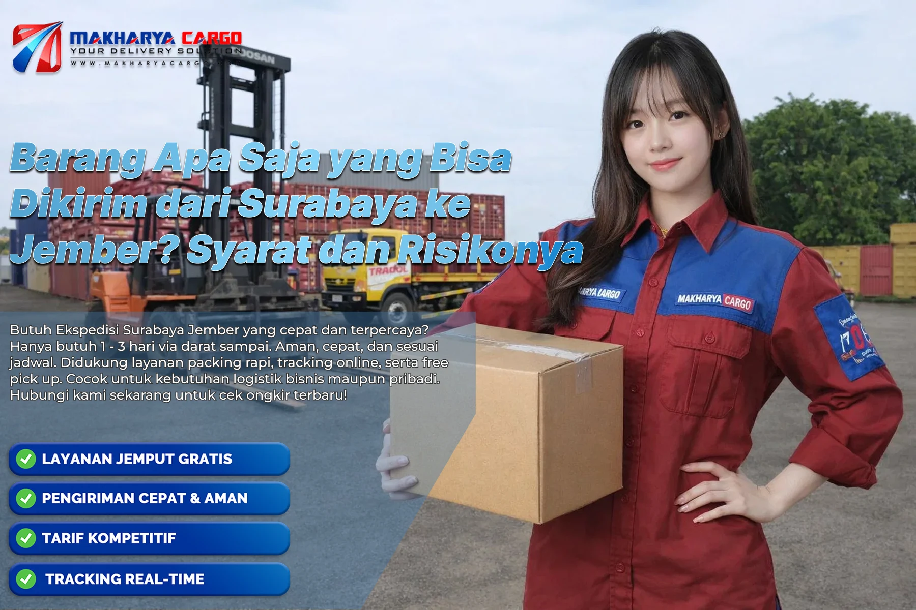 Kirim barang Surabaya Jember dengan layanan cargo aman dan cepat, mencakup pengiriman paket besar dan berat.