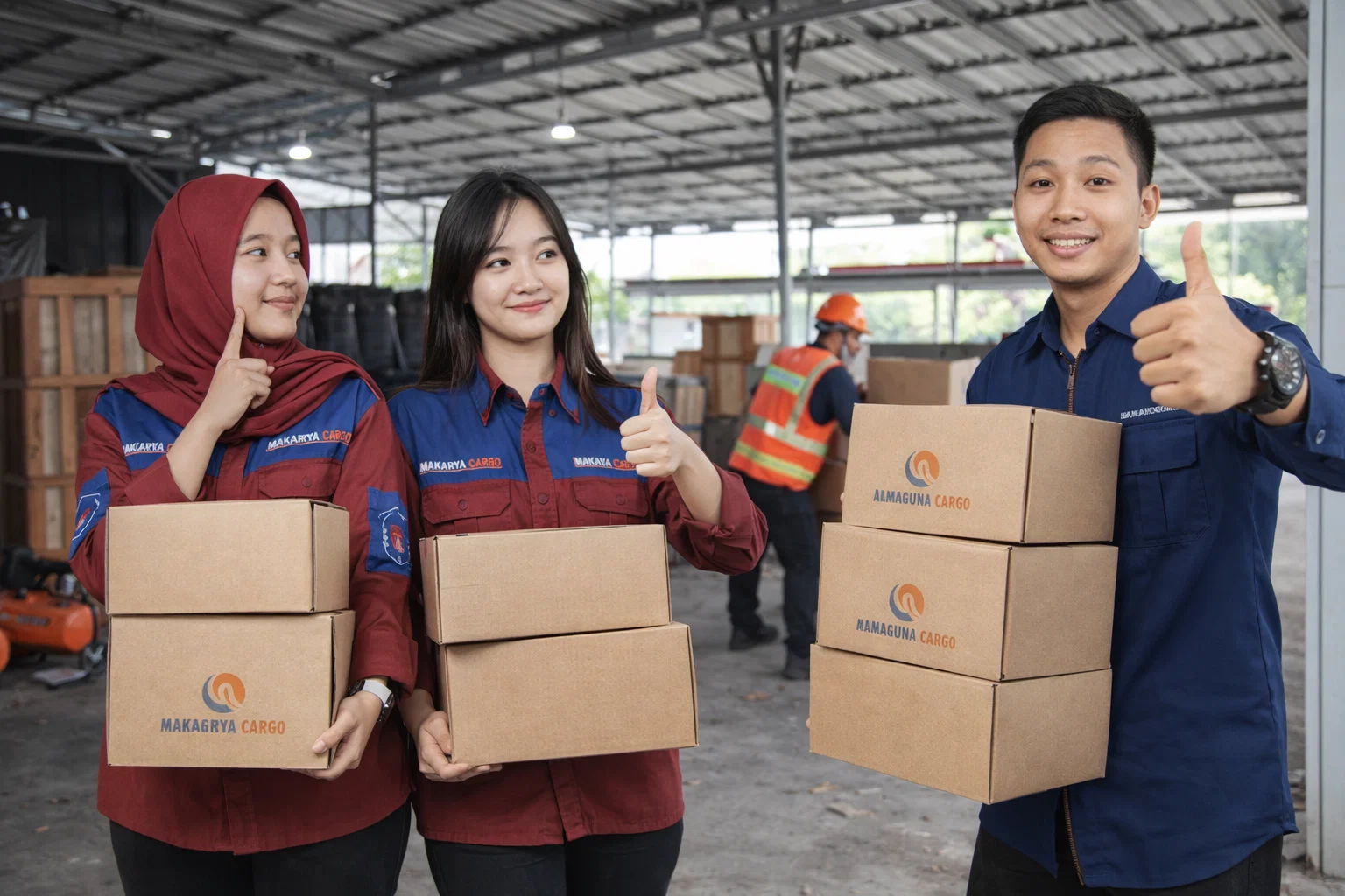 Proses loading barang di gudang ekspedisi Surabaya Kediri sebelum pengiriman