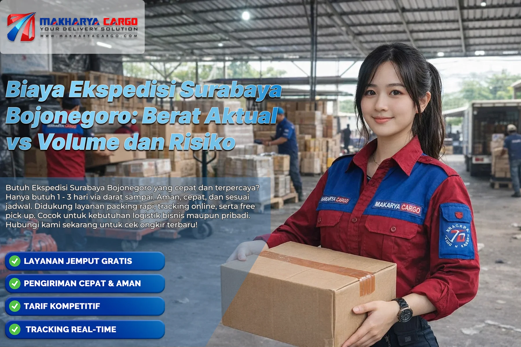 Ilustrasi Biaya ekspedisi Surabaya Bojonegoro berdasarkan berat aktual dan berat volume