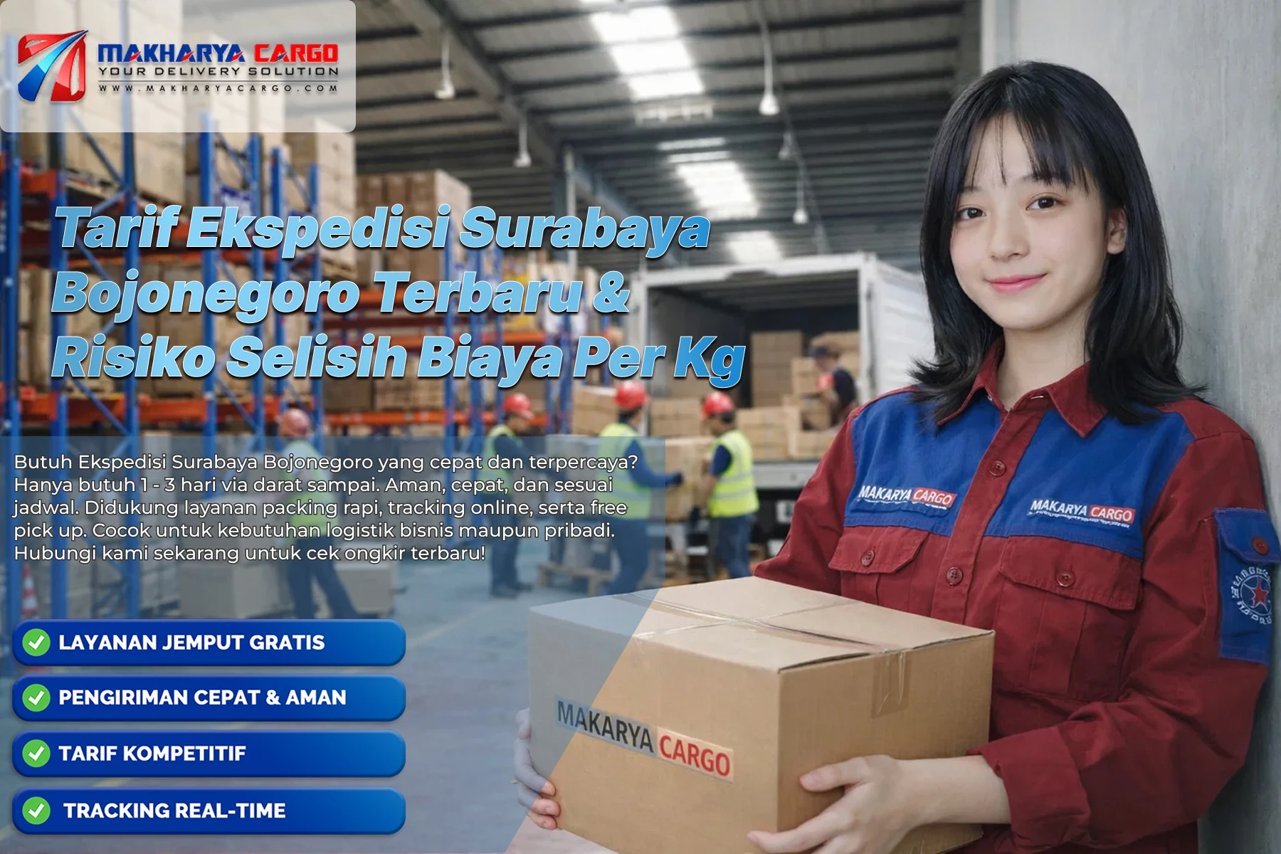 Ilustrasi tarif ekspedisi surabaya bojonegoro menggunakan layanan cargo darat reguler