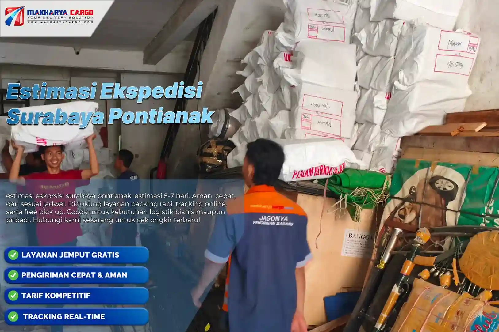 estimasi ekspedisi surabaya pontianak 5-7 hari, Harga 5.500/Kg, minimum 50 Kg