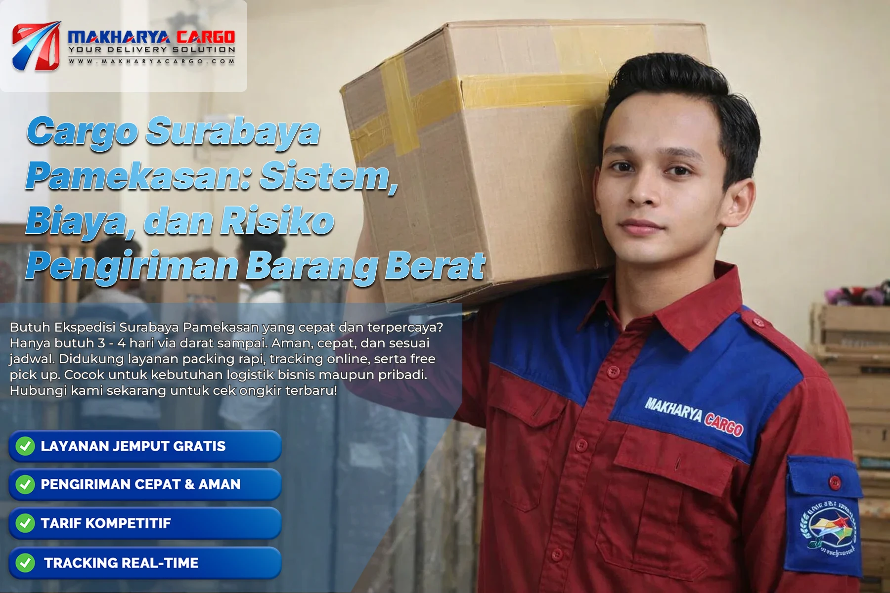 Proses muat barang besar untuk cargo Surabaya Pamekasan via darat