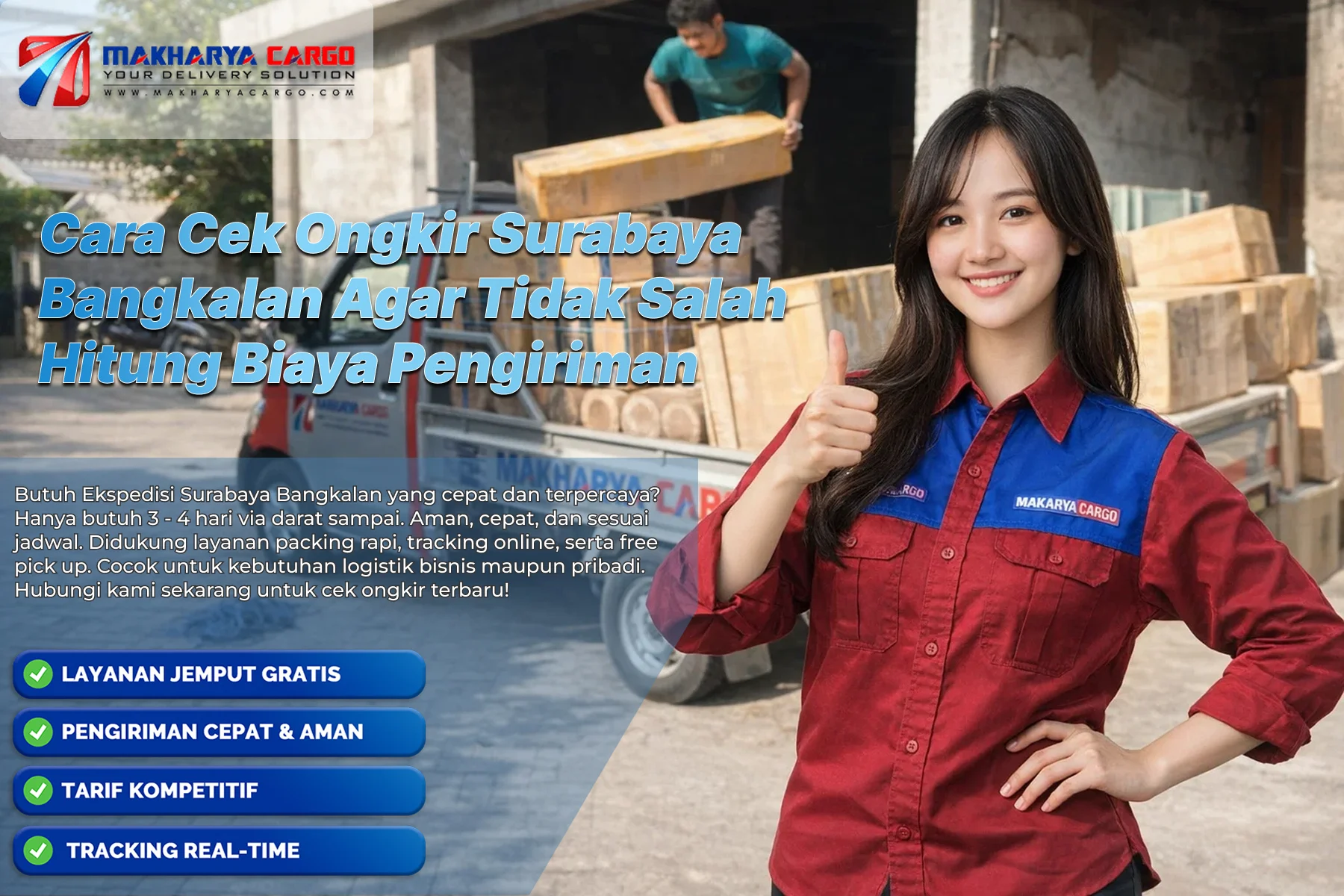 cek ongkir Surabaya Bangkalan untuk menghitung estimasi biaya pengiriman barang cargo