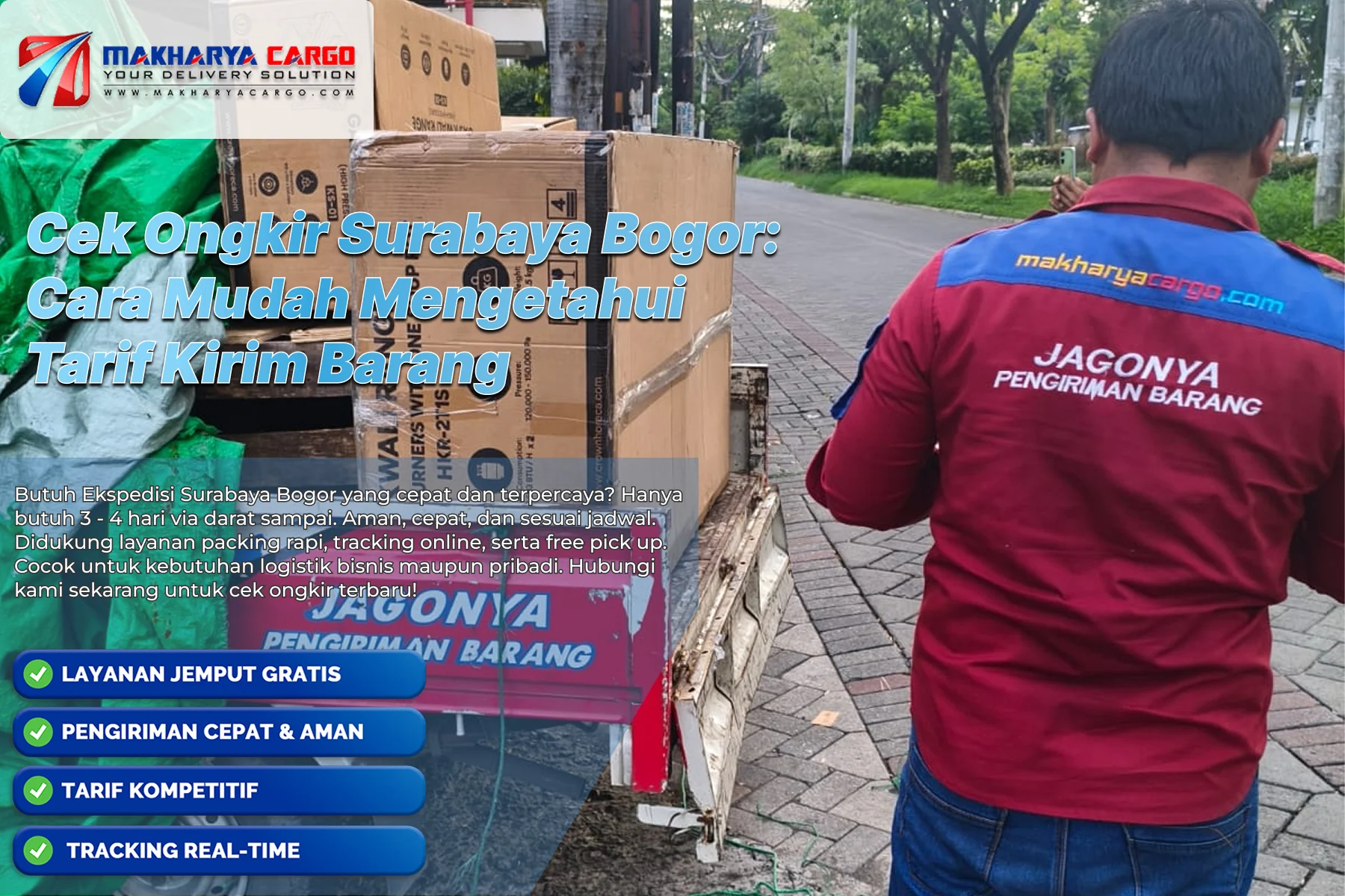 ilustrasi proses cek ongkir Surabaya Bogor untuk pengiriman barang cargo antar kota