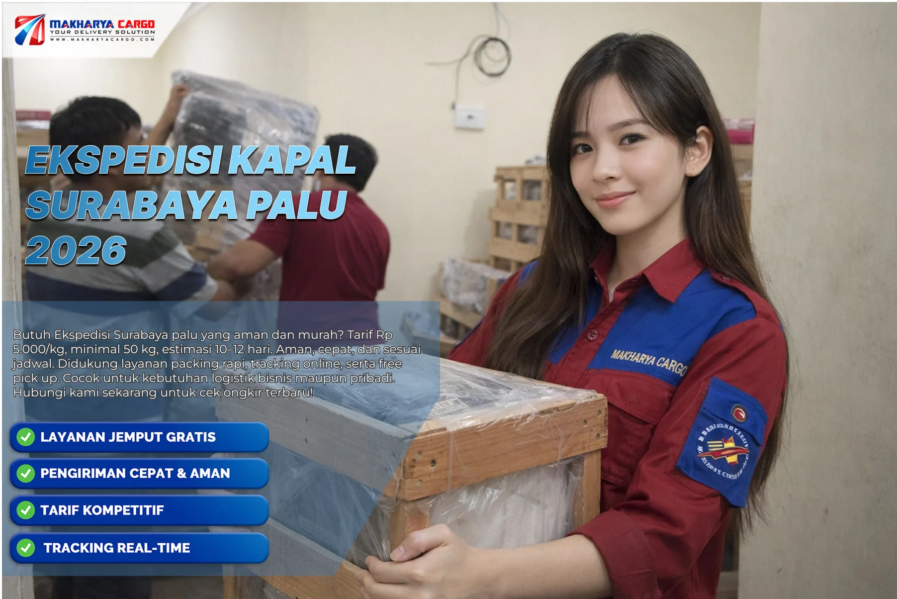 Proses ekspedisi kapal Surabaya Palu saat pemuatan barang di pelabuhan