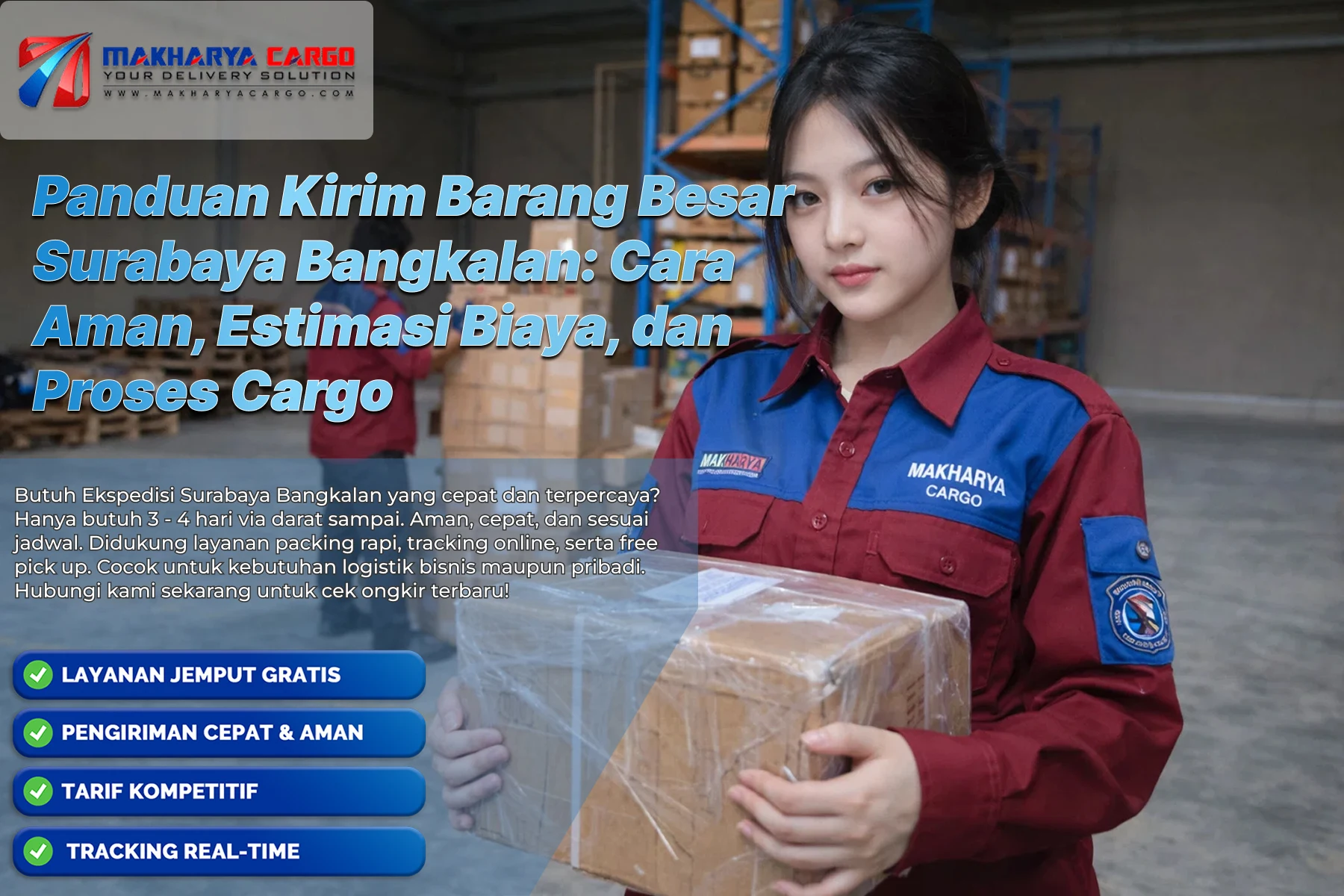 Proses kirim barang besar Surabaya Bangkalan menggunakan armada cargo darat.