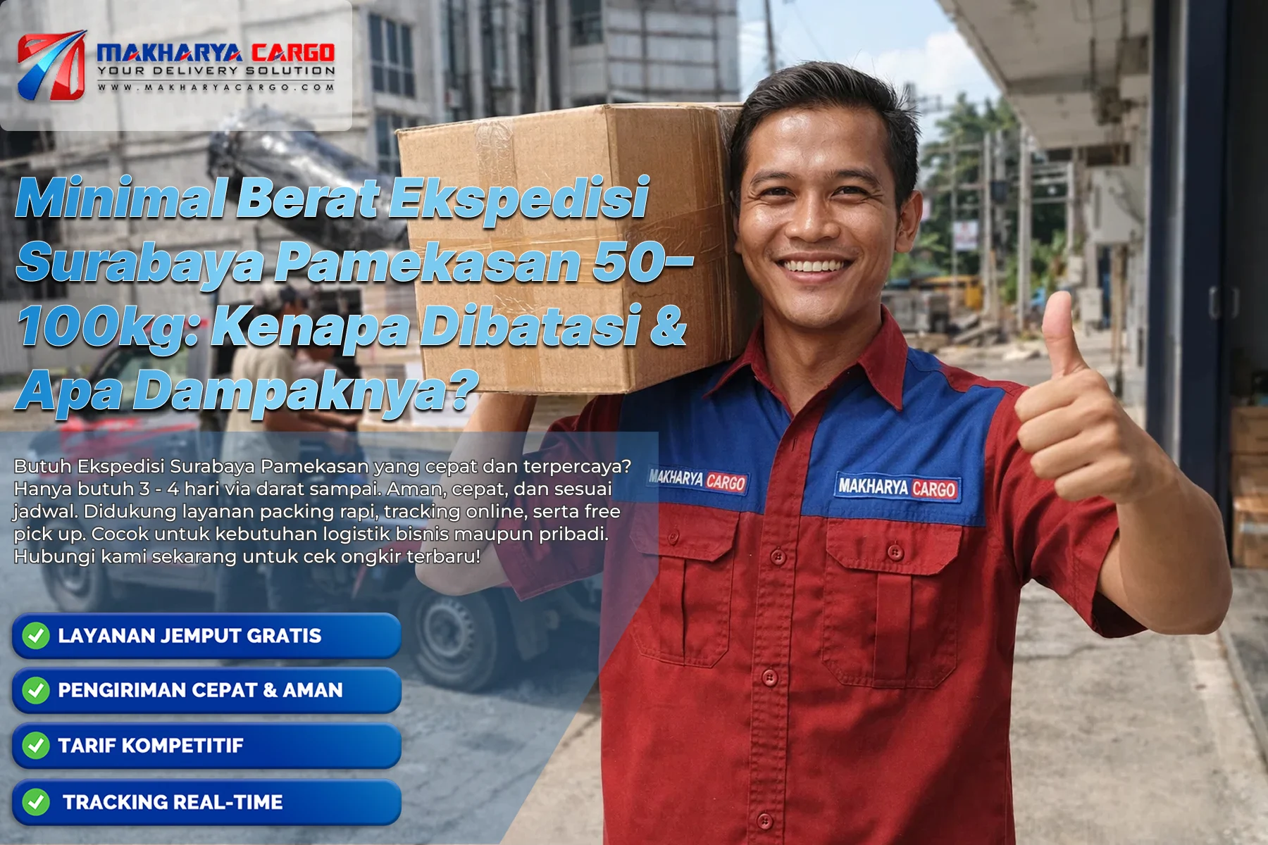 Ilustrasi minimal berat ekspedisi Surabaya Pamekasan 50–100kg pada pengiriman cargo