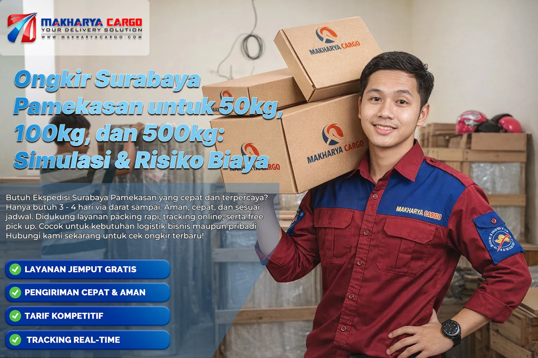 Simulasi ongkir Surabaya Pamekasan untuk pengiriman 50kg hingga 500kg via darat