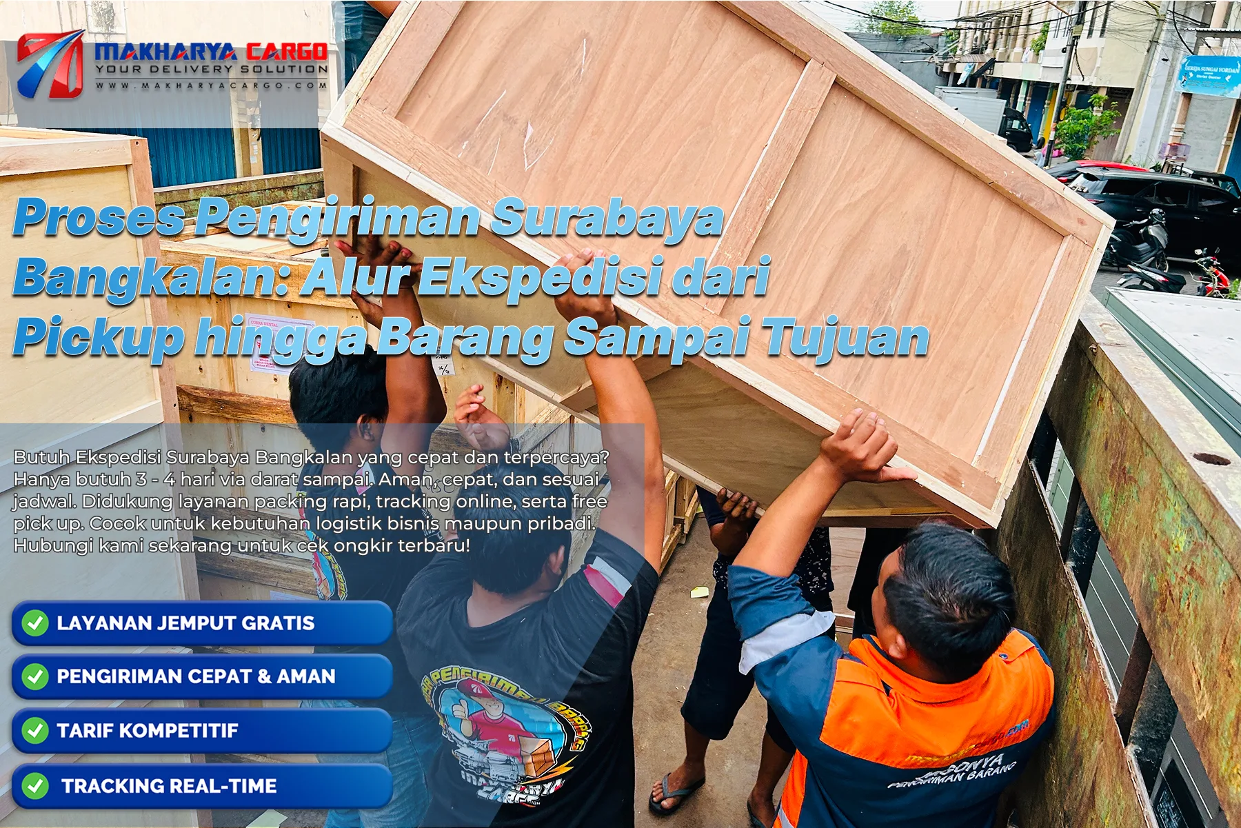 Ilustrasi proses pengiriman Surabaya Bangkalan dari pickup hingga distribusi barang