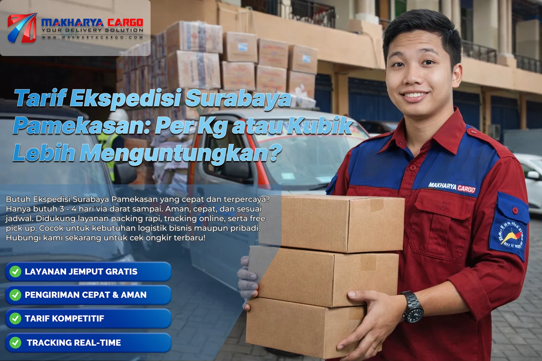 Simulasi tarif ekspedisi Surabaya Pamekasan per kg dan per kubik